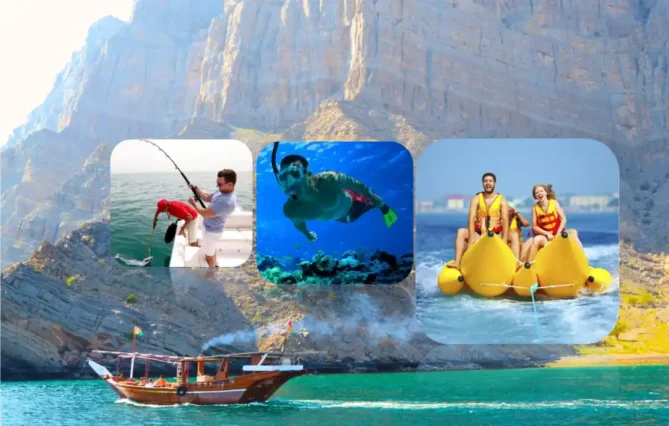 Musandam tour Dubai Sea Safari, Banana Boat, Snorkeling, Food