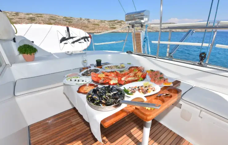 Sunset Romantic Yacht Excursion From Hersonissos to Agios Georgios Bay Greece