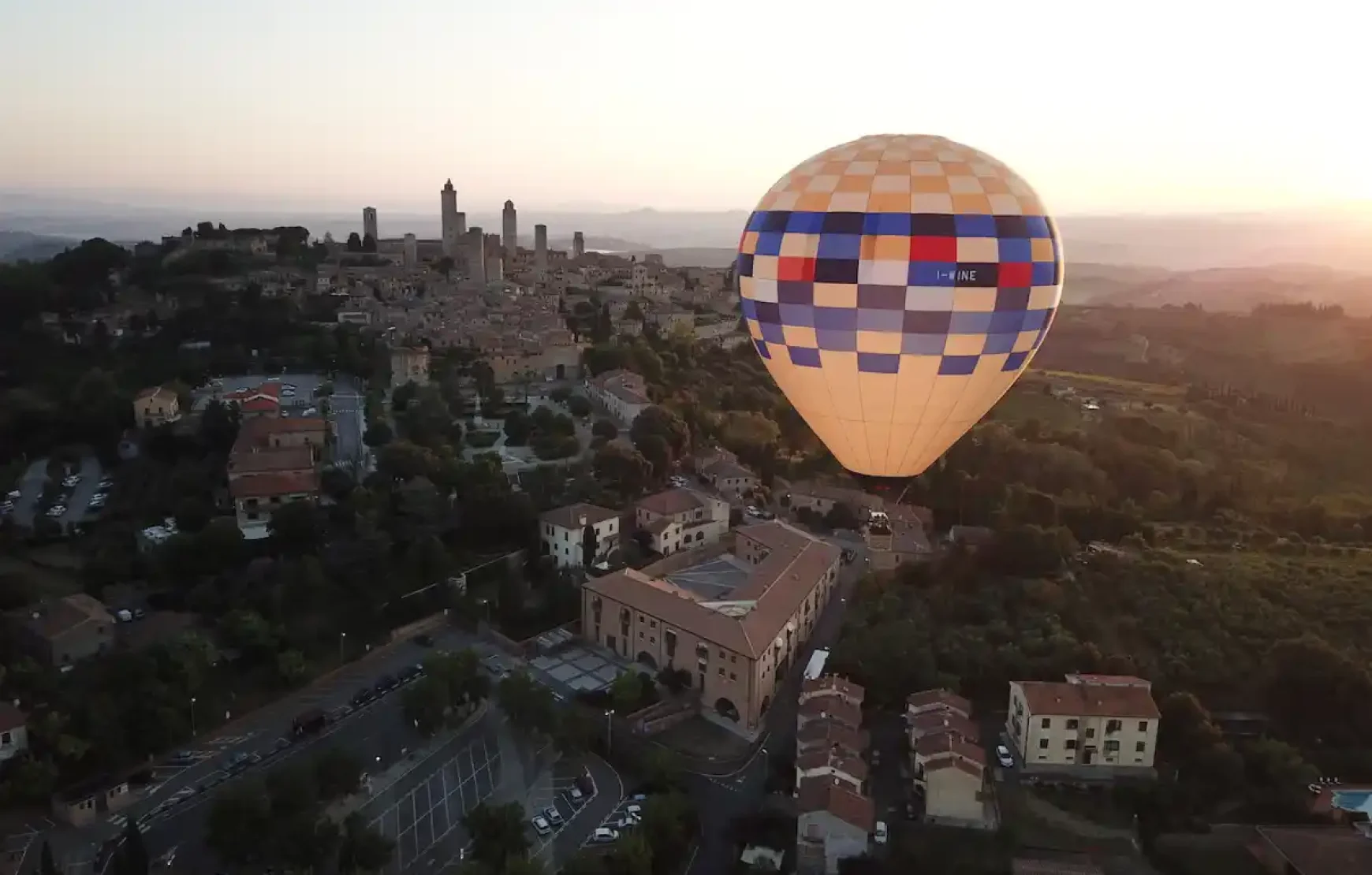 Enjoy The Morning Hot Air balloon Over San Gimignano Italy Enjoy The Morning Hot Air balloon Over San Gimignano Italy