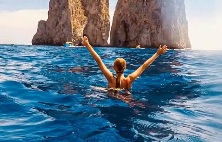 Fishing, Swimming & Relaxing On Boat With Lunch In Sorrento and Capri Coasts Italy