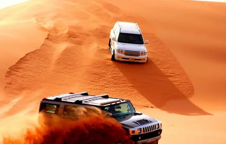 Jeep SUV dune bashing desert driving in Desert Safari Dubai package
