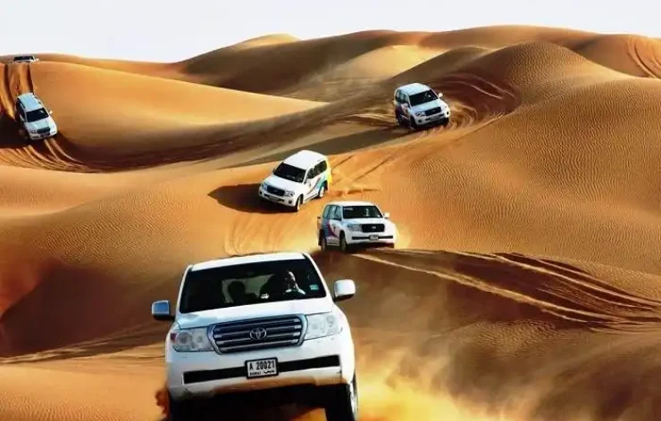 Jeep SUV dune bashing in Desert Safari Dubai package