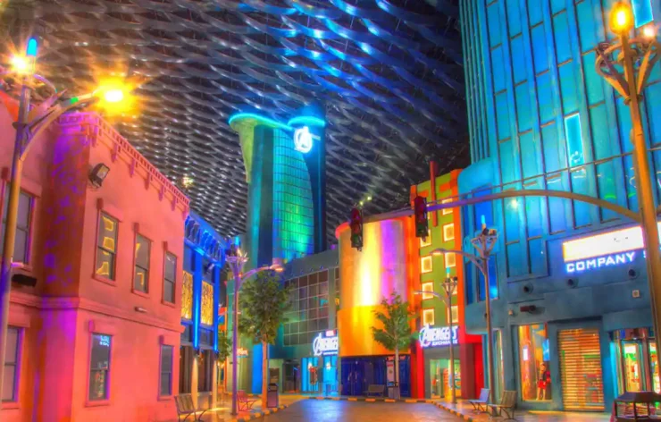 Tickets for entry into IMG Worlds of Adventure. IMG Worlds of Adventure is a theme park located indoors in Dubai, United Arab Emirates. It is the first large-scale theme park in Dubai. There are five "epic zones" in the park.  Discover IMG Worlds of Adventure, the biggest indoor theme complex in the world.