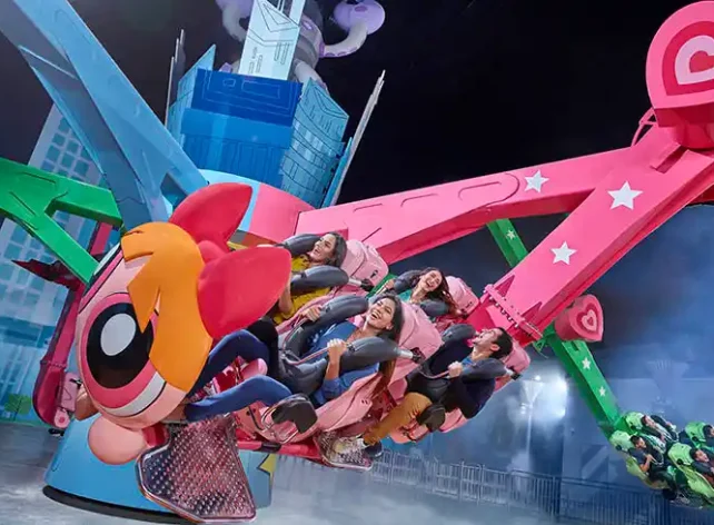 Tickets for entry into IMG Worlds of Adventure. IMG Worlds of Adventure is a theme park located indoors in Dubai, United Arab Emirates. It is the first large-scale theme park in Dubai. There are five "epic zones" in the park.  Discover IMG Worlds of Adventure, the biggest indoor theme complex in the world.