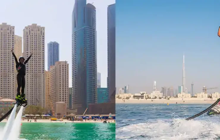 Flyboarding Dubai is an unforgettable experience. One of the most popular water sports in Dubai is flyboarding, which is drawing more people to the city in search of an unrivaled level of excitement and adventure. You can perform tricks like a backflip while flying like Superman above Dubai's ocean. Flyboarding Dubai is a 20-minute experience foot-mounted board that looks like a powered wakeboard.