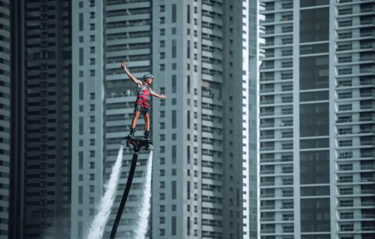 Flyboarding Dubai is an unforgettable experience. One of the most popular water sports in Dubai is flyboarding, which is drawing more people to the city in search of an unrivaled level of excitement and adventure. You can perform tricks like a backflip while flying like Superman above Dubai's ocean. Flyboarding Dubai is a 20-minute experience foot-mounted board that looks like a powered wakeboard.