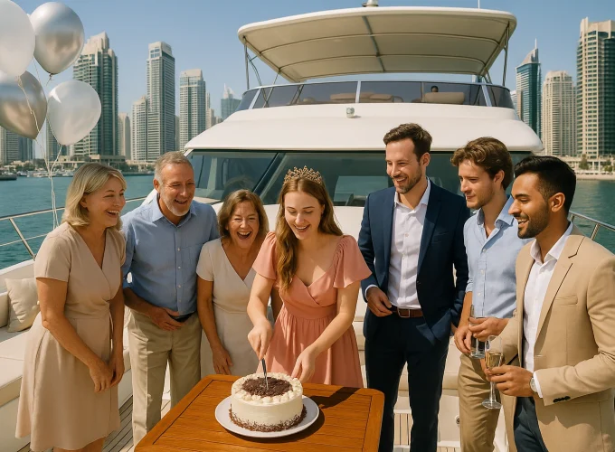 Birthday Party Celebration on Luxury Private Yacht in Dubai Marina
