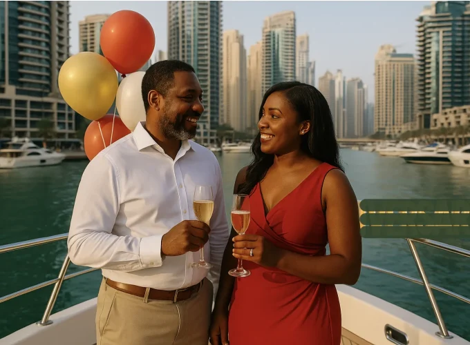 Anniversary Celebration on Luxury Private Yacht in Dubai Marina