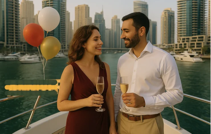 Anniversary Celebration on Luxury Private Yacht in Dubai 2 couple